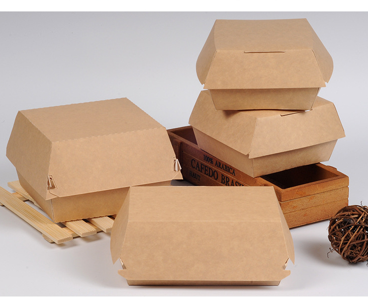 牛卡汉堡盒板烧盒薯条盒鸡米花盒船盒牛皮纸袋全家桶小食拼盘 (包运送上门)
