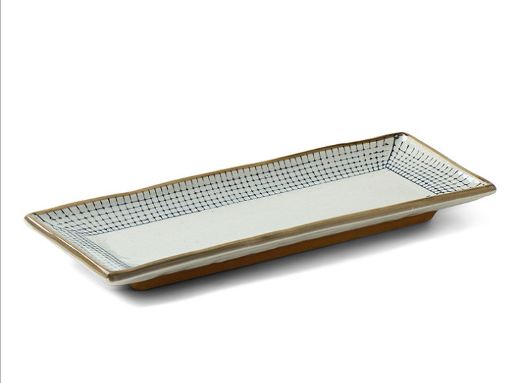 線條日韓式創意陶瓷烤盤壽司盤菜盤長方盤魚盤和風