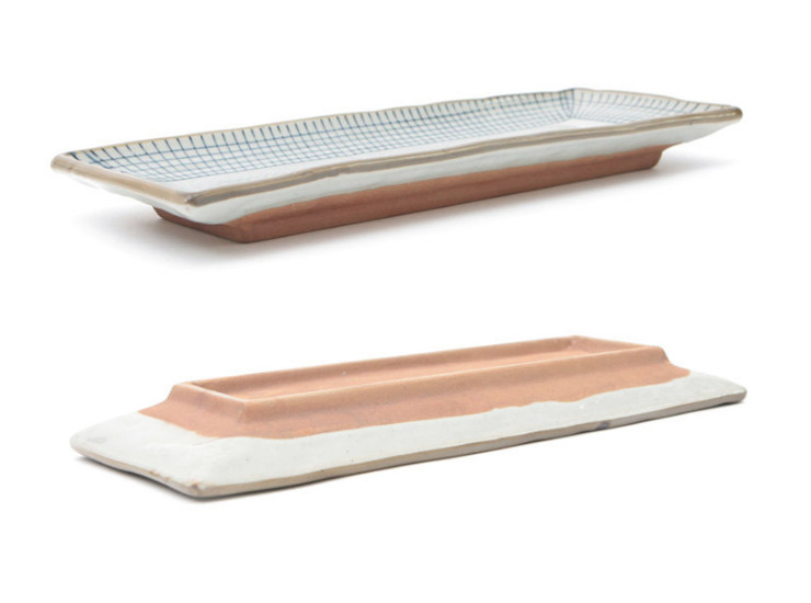 線條日韓式創意陶瓷烤盤壽司盤菜盤長方盤魚盤和風