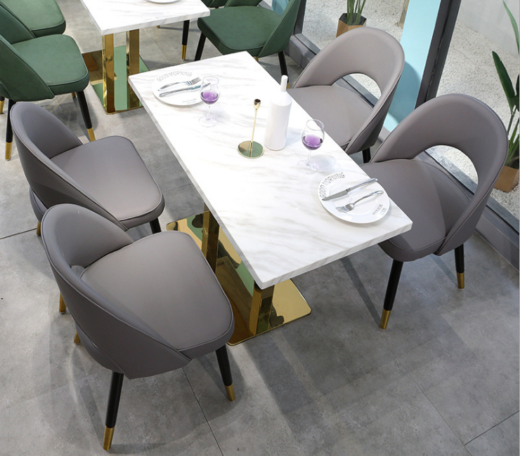 Marble Solid Wood Dining Table Chair Cafe Table Chair Combination (Delivery & Installation Fee To Be Quoted Separately)