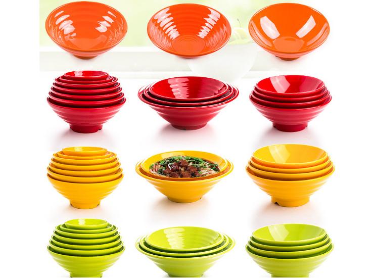 密胺味千拉面碗 塑料大碗彩色汤面碗 商用麻辣烫碗批发仿瓷餐具