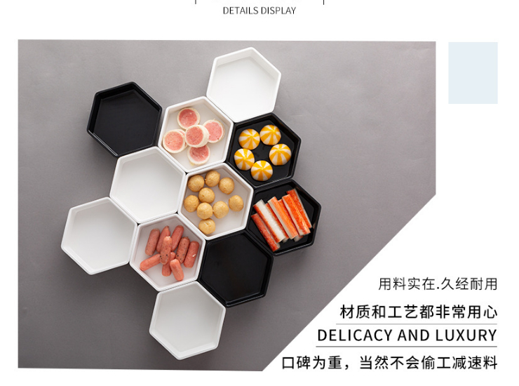 密胺創意幾何菱形拼盤組合套裝酒店KTV涼菜盤小吃點心乾果盤