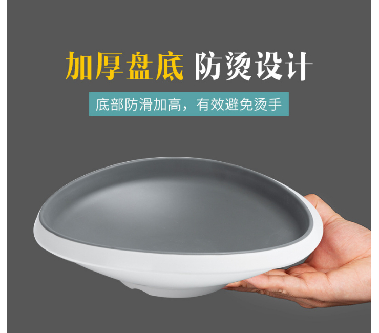 Melamine Gray Nordic Style Cutlery Set Plastic Plate Imitation Porcelain Dish Plate Dish Plate Dish-Resistant Restaurant Restaurant (Multiple Styles & Sizes)