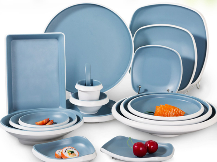 Melamine Nordic Style Cutlery Set Plastic Plate Imitation Porcelain Tray Dishes Dish-Resistant Restaurant Restaurant (Multiple Styles & Sizes)