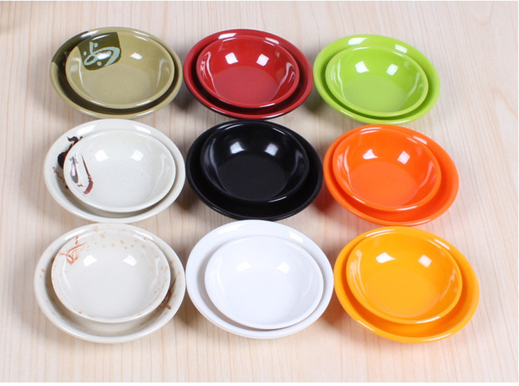 Melamine Round Color Dish Color Small Dish Plastic Seasoning Dish Imitation Porcelain Dish Hot Pot Tableware Oil Dish Soy Sauce Dish Wholesale