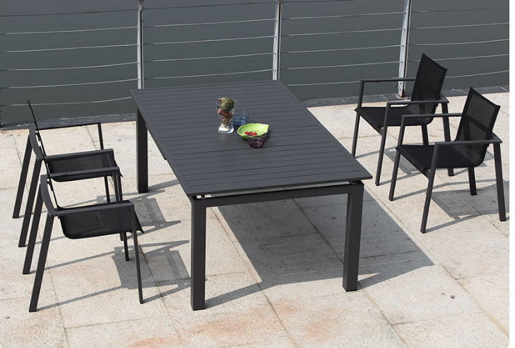 金属桌椅 户外花园庭院防锈全铝拉伸露天餐桌椅组合 (运费及安装费另报)