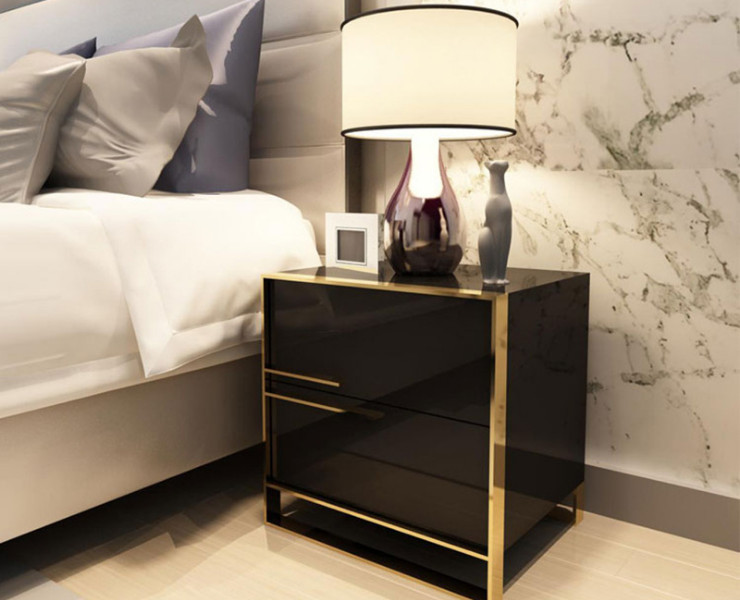 Modern Bedside Table Simple Bedroom Bedside Cabinet Paint Light Luxury Nordic Style Stainless Steel Storage Side Cabinet (Shipping & Installation Fee To Be Quoted Separately)