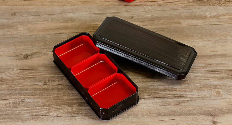 带盖多格寿司饭盒碗分隔日式鳗鱼盒便当盒商务套餐盒塑料日韩料理
