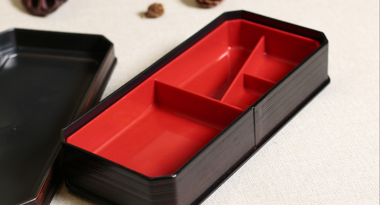 带盖多格寿司饭盒碗分隔日式鳗鱼盒便当盒商务套餐盒塑料日韩料理