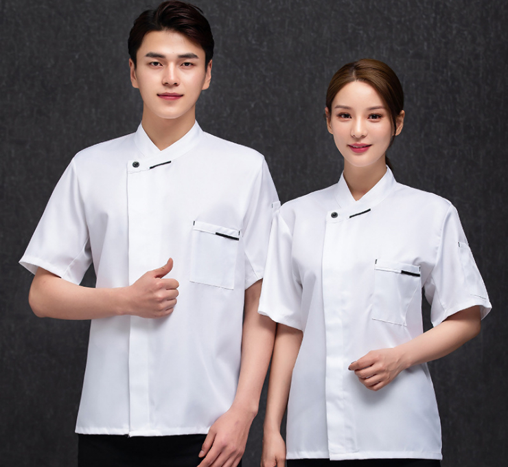 (Instant-Pick Hot Summer Breathable Chef Overalls Ready Stock) New Short-Sleeved Men And Women Breathable Chef Overalls Restaurant Restaurant White Kitchen Clothes White M-4XL