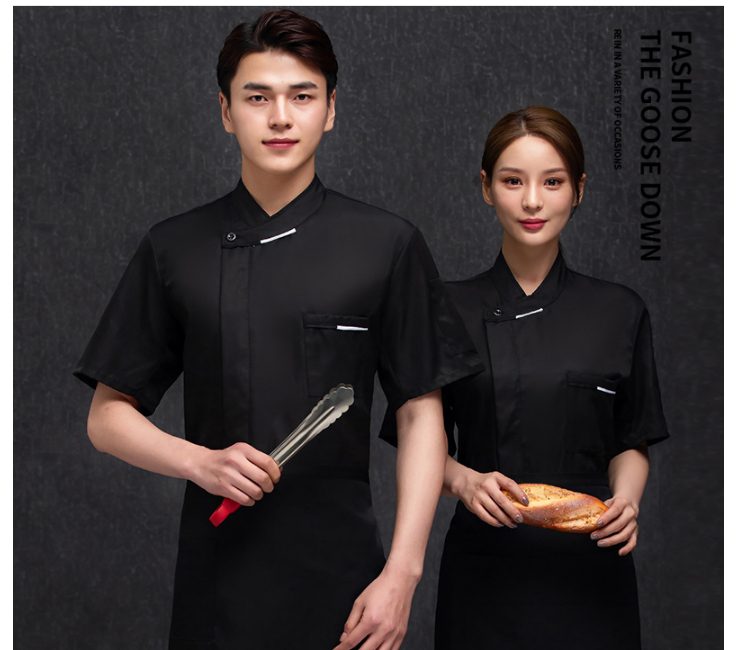 (Instant-Pick Hot Summer Breathable Chef Overalls Ready Stock) New Short-Sleeved Men And Women Breathable Chef Overalls Restaurant Restaurant White Kitchen Clothes White M-4XL