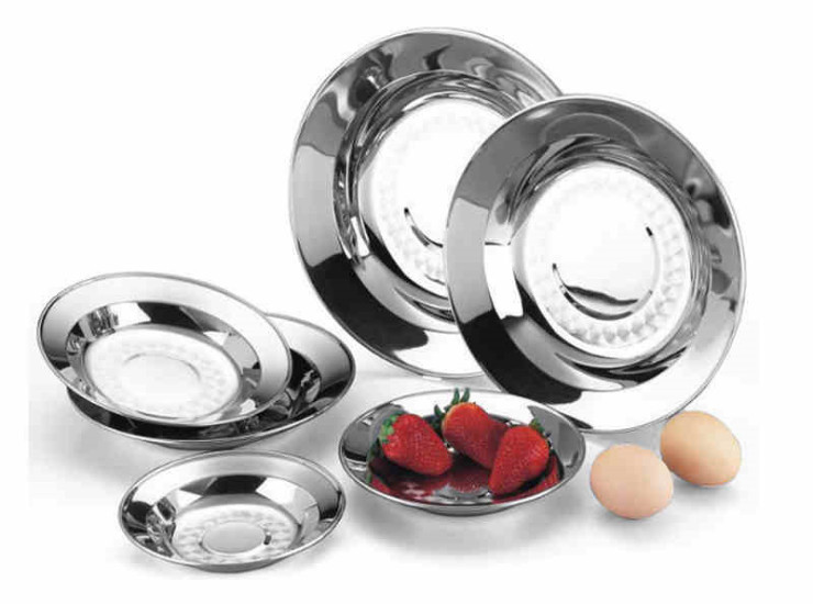 Non-Magnetic Stainless Steel Chinese Dish High-Quality Fine Cast 06 Thick Mirror Thickening Plate Fruit Plate New