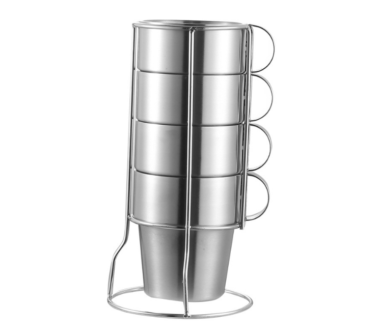 無磁不銹鋼雙層杯套裝野餐隔熱防燙咖啡杯啤酒杯多用杯