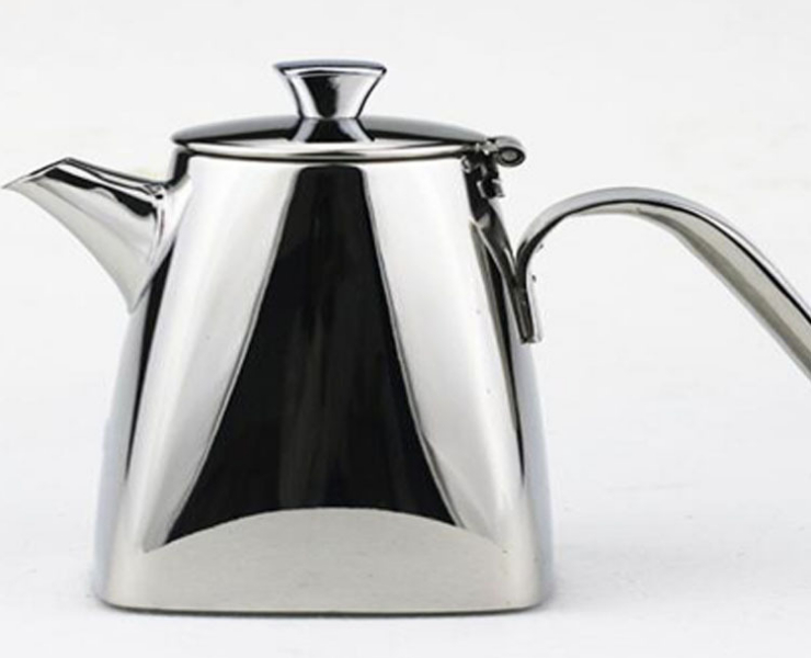無磁加厚不銹鋼四方壺連蓋鶴嘴家用花茶壺水壺咖啡壺