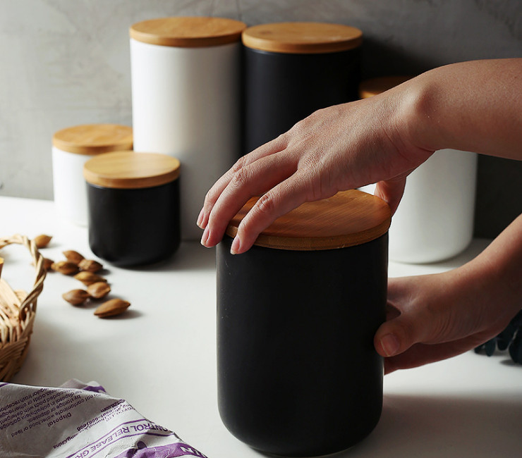 北歐創意廚房陶瓷密封罐雜糧咖啡茶葉收納調味料儲物罐帶蓋 - 關閉視窗 >> 可點按圖像