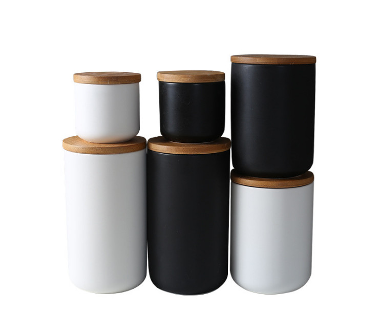 Nordic Creative Kitchen Ceramic Sealed Cans Miscellaneous Grains Coffee Tea Storage Seasoning Storage Tank With Lid