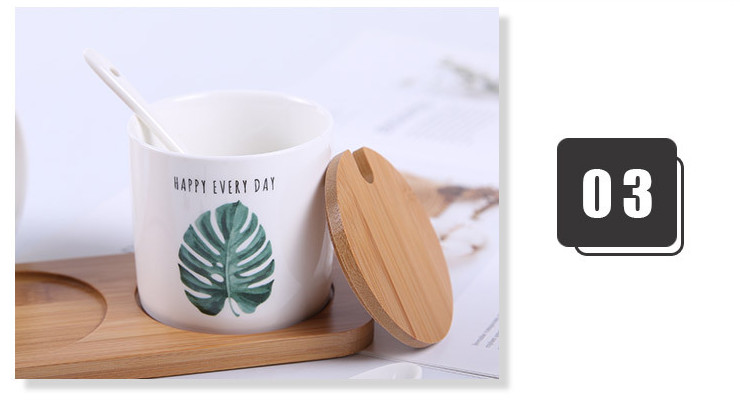 Nordic Green Planting Jar Creative Ceramic Seasoning Box Set Household Seasoning Box Seasoning Pot Seasoning Salt Pot