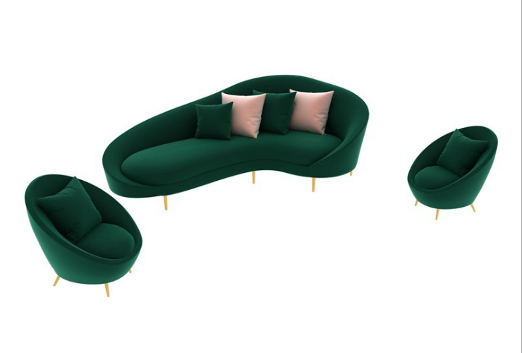 Nordic Light Luxury Curved Sofa And Coffee Table Combination Hotel Reception And Meeting Office Club Fabric Sofa (Delivery & Installation Fee To Be Quoted Separately)
