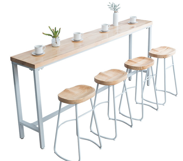 Nordic Simple Solid Wood Bar Table, Milk Tea Shop, Long Table Against The Wall, Home Kitchen Balcony, Leisure High Bar Table (Delivery & Installation Fee To Be Quoted Separately)