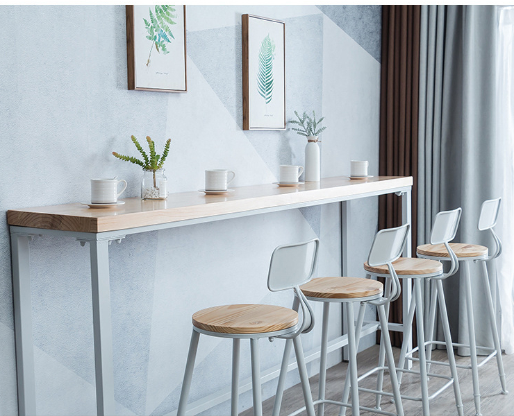 Nordic Simple Solid Wood Bar Table, Milk Tea Shop, Long Table Against The Wall, Home Kitchen Balcony, Leisure High Bar Table (Delivery & Installation Fee To Be Quoted Separately)