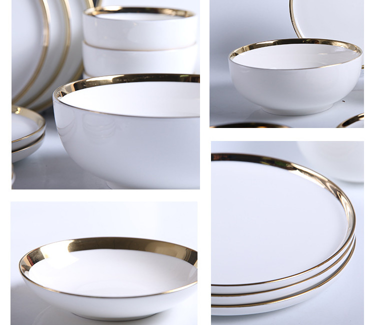 北歐餐具陶瓷盤子碗筷創意餐盤湯碗家用沙拉碗陶瓷碗盤碟套裝 (10件套)