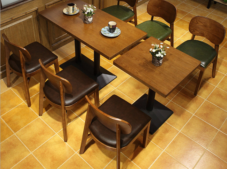 餐室家具北欧实木甜品店桌椅组合奶茶店简约椅子西餐厅咖啡厅桌椅 (运费另报)