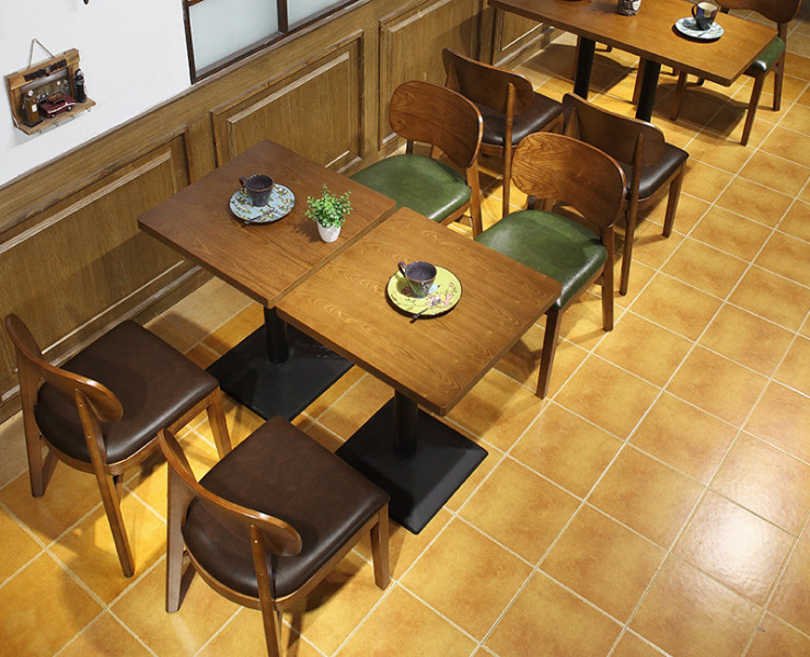 餐室家俱北歐實木甜品店桌椅組合奶茶店簡約椅子西餐廳咖啡廳桌椅 (運費另報)