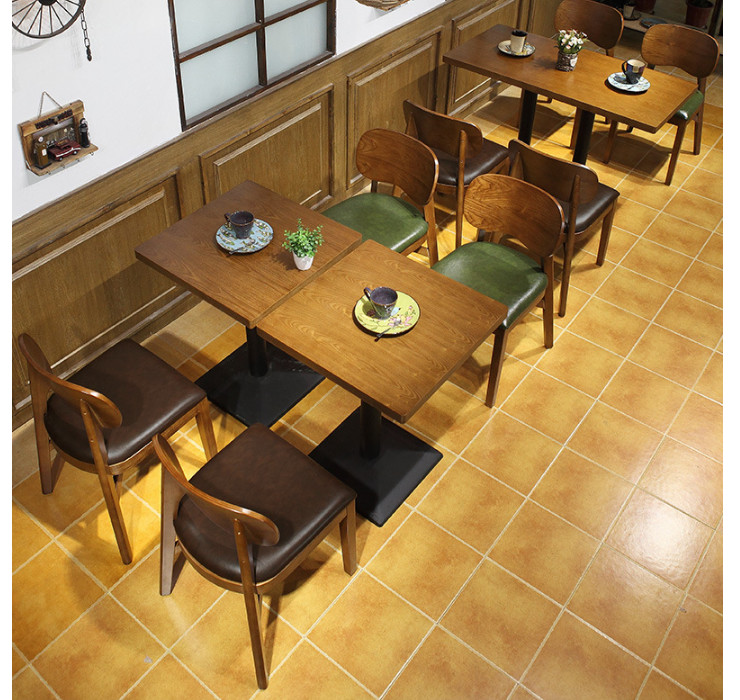 Nordic Wood Dessert Shop Table And Chair Combination Tea Shop Simple Chair Western Restaurant Cafe Tables And Chairs (Shipping Fee Quoted Separately)