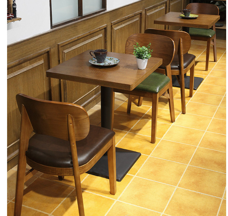 餐室家俱北歐實木甜品店桌椅組合奶茶店簡約椅子西餐廳咖啡廳桌椅 (運費另報)