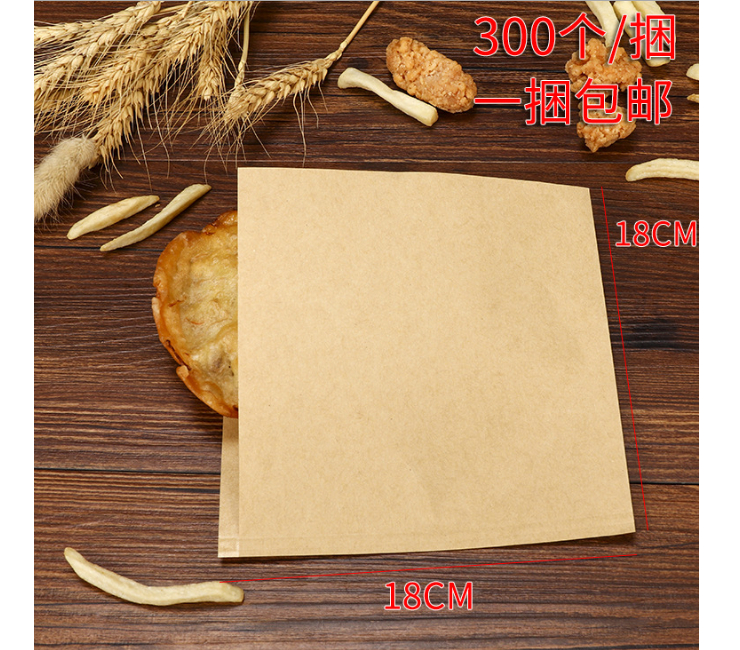 (Instant-pick Kraftpaper Triangular Paperbag Ready Stock) (Box/500 Pcs) Oil-Proof Kraft Paper Triangle Paper Bag Snack Food Bag Hamburger Takeaway Paper Bag