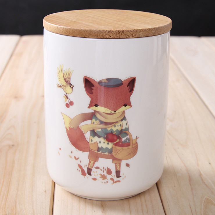其他廚房陶瓷用品 密封罐 可愛動物廚房陶瓷儲物密封茶葉罐 創意簡約咖啡乾果罐花茶罐批發
