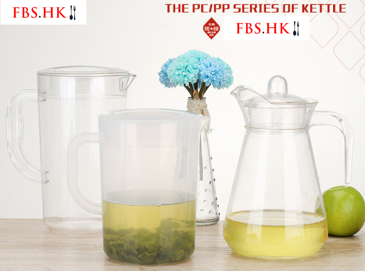 Pc/Pp Plastic Cold Water Bottle Large Capacity Jug Imitation Glass Heat-Resistant Large Tie Pot 2L Boiling Water Teapot Transparent