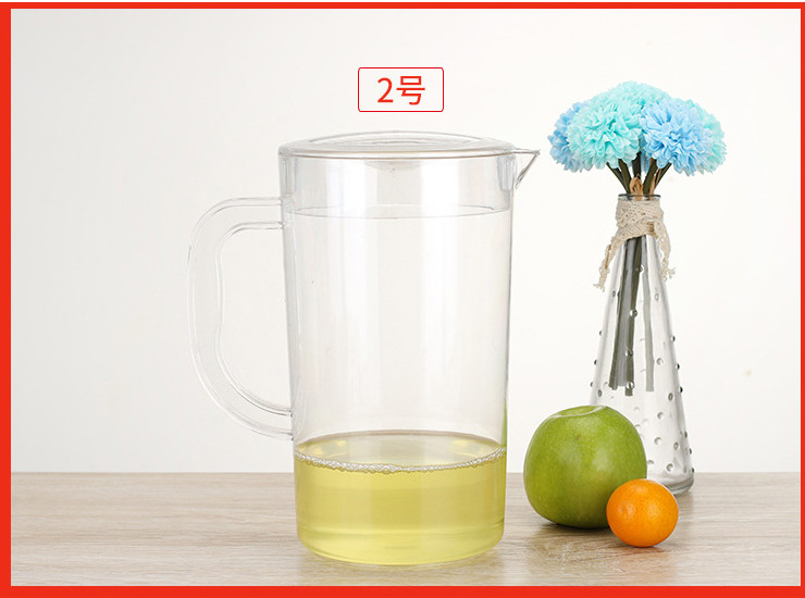 PC/PP塑料冷水壺大容量涼水壺仿玻璃耐熱大號扎壺2l開水茶壺透明