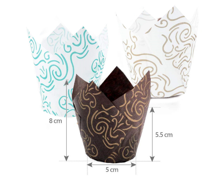 (Box/4000Pcs) Printed Tulip Cake Paper Cup Flame Baking Household Oil-Resistant High-Temperature Bread Pastry Paper Holder Gold Silk Printing (Door Delivery Included)