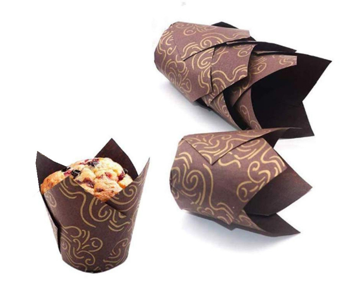 (Box/4000Pcs) Printed Tulip Cake Paper Cup Flame Baking Household Oil-Resistant High-Temperature Bread Pastry Paper Holder Gold Silk Printing (Door Delivery Included)