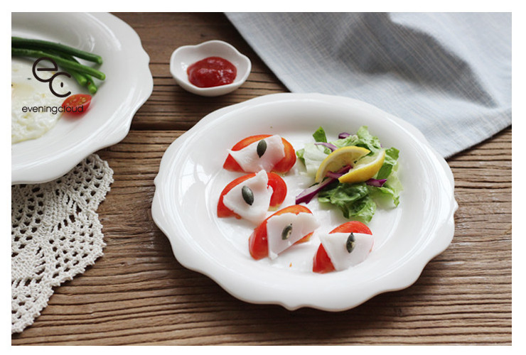 Pure White Creative Irregular Cutlery Profiled Lace Western Dish Plate Cake Dessert Dish Dish Western Restaurant