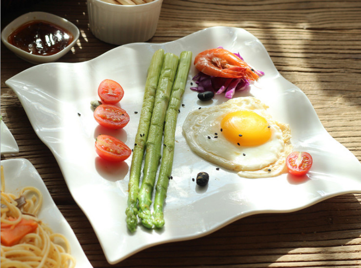 純白歐式陶瓷西餐具 創意波浪邊點心飯菜料理盤