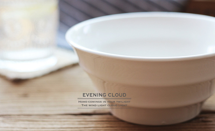 純白陶瓷餐具 創意楊柳圓形碗水果沙拉碗甜品麵湯碗