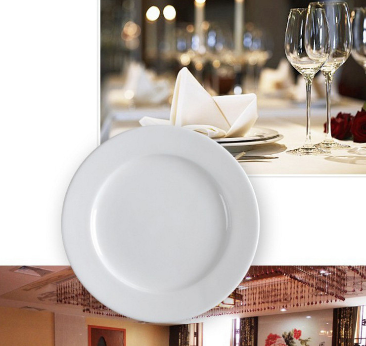 (Ready Ceramic Tableware Stock) White Ceramic Disc Ceramic Flat Plate Restaurant Western Restaurant Steak Meal Pasta Plate