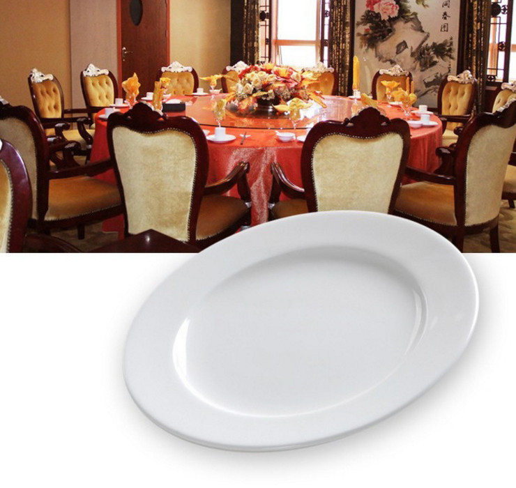 (Ready Ceramic Tableware Stock) White Ceramic Disc Ceramic Flat Plate Restaurant Western Restaurant Steak Meal Pasta Plate