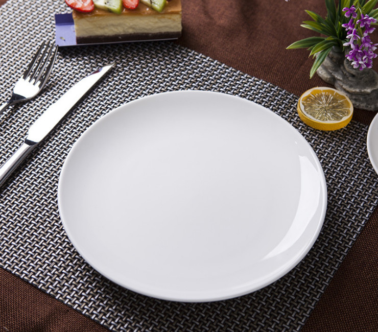 (Ready Ceramic Tableware Stock) White Ceramic Disc Ceramic Shallow Plate Hotel Disc Hotel Plate Moonlight Ceramic Plate