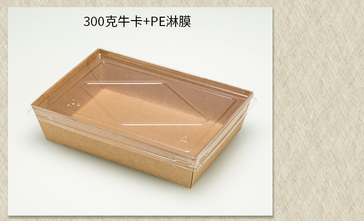 (Ready One-time Disposables Environmentally-Friendly Kraft Paper Box In Stock) (Box/200 Sets) Dg Kraft Paper Transparent Cover Lunch Box Disposable Lunch Box Salad Food Dessert Box