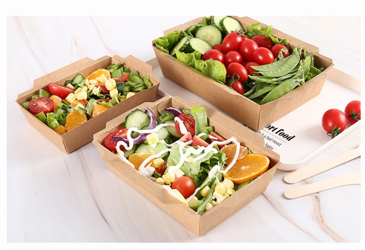 (即取一次性牛皮紙餐盒現貨) (箱/200套) DG牛皮紙 透明蓋餐盒 一次性飯盒沙拉食品甜品盒