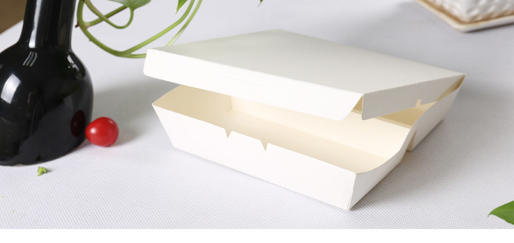 (即取一次性餐盒現貨) (箱/500個) 一次性環保可降解外賣盒長方形分格白卡紙餐盒 時尚打包外賣快餐盒飯盒