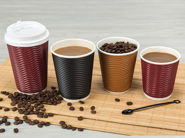 (Ready One-time Disposables Take-away Tableware) (Box) Disposable Paper Cups Corrugated Corrugated Paper Cups High-Grade Hot Tea Tea Coffee Cups