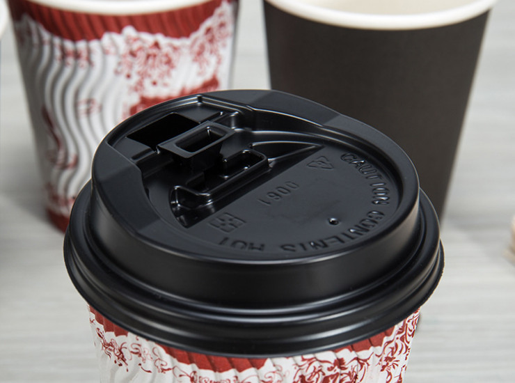 (Ready One-time Disposables Take-away Tableware) (Box/1000 Pcs) Coffee Paper Cup Cover PS/PP Paper Cover Black And White Hole Covered Tea Cup Cover Lid