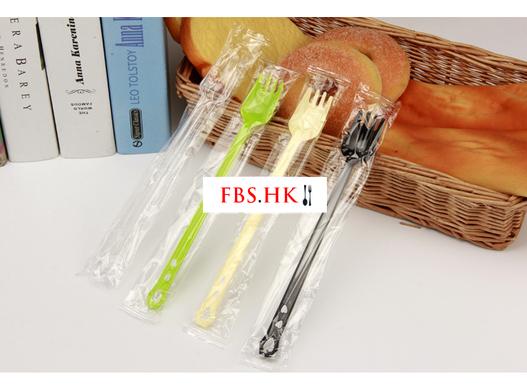 (Ready One-time Disposables Take-away Tableware) (Box/2000) Individually Packaged Long Handle Fork Spoon One-Time Thickened Fruit Tea Special Long Fork Spoon