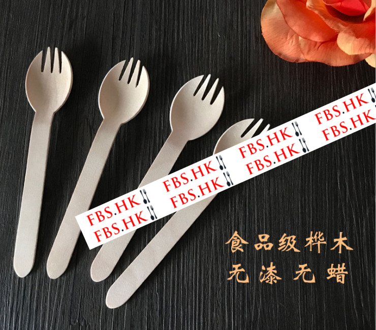 (Ready One-time Disposables Wooden Cutlery) (Box /2000 Pcs) Disposable Bio-degradable Wooden Fork-Spoon