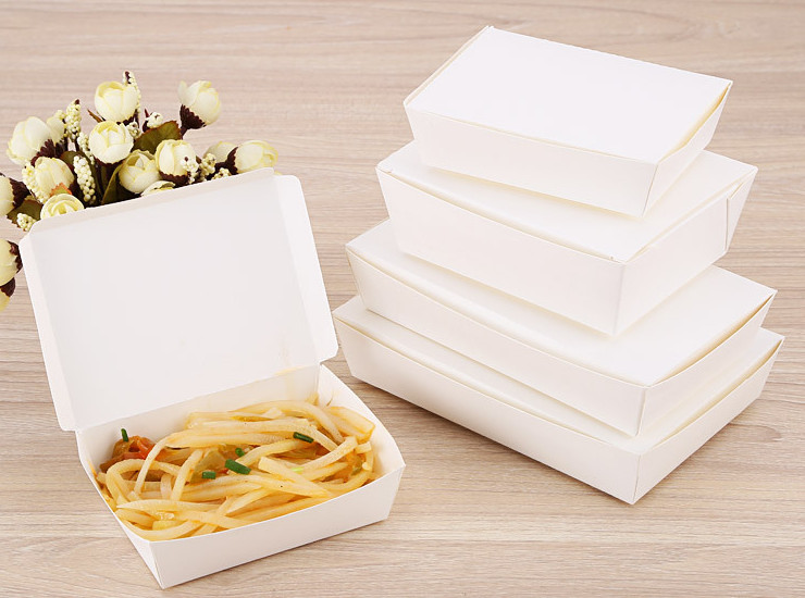 (即取一次性環保降解餐具現貨) (箱) 一次性紙餐盒快餐紙盒外賣打包盒白卡紙盒環保可降解