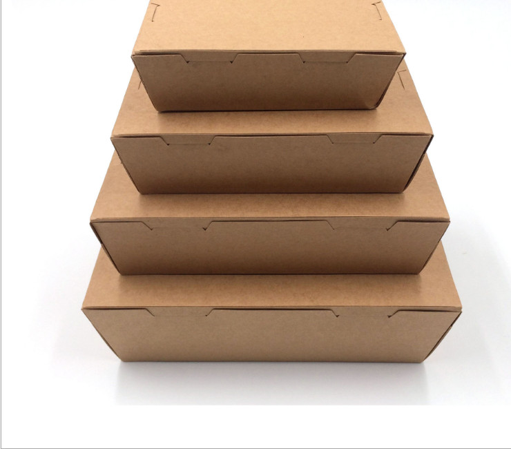 (即取一次性環保牛皮紙盒現貨) (箱/200個) 環保牛皮紙套疊式卡扣防水防油外賣打包飯盒